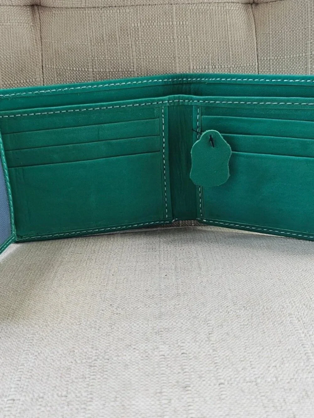 Green Wallet Genuine Leather Bifold Cardholder Billfold Purse Money Fold New